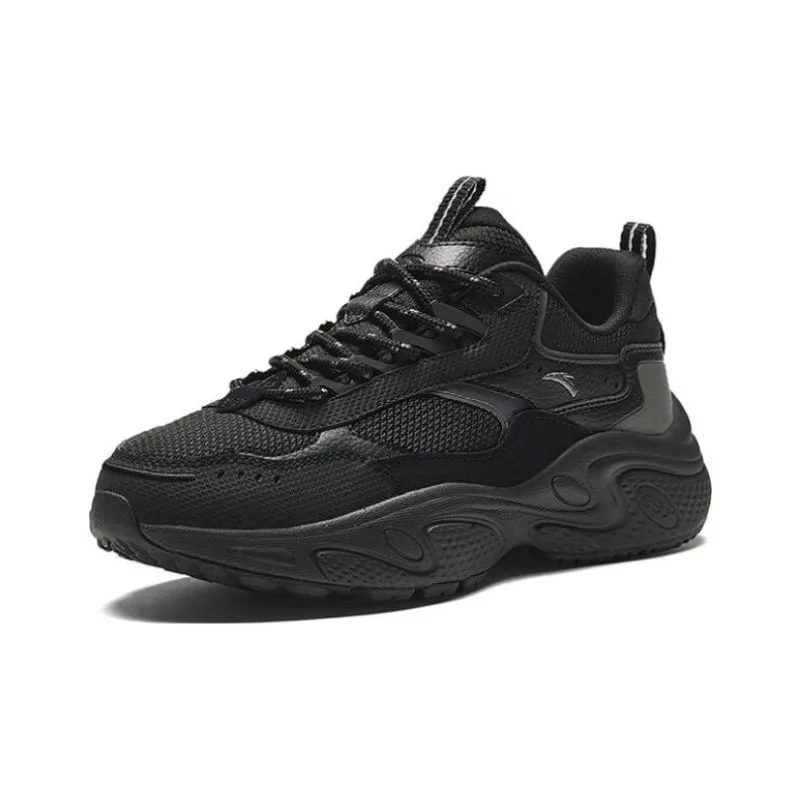 Anta Star Cushioning Breathable Low Top Chunky Sneakers Women's Black-4
