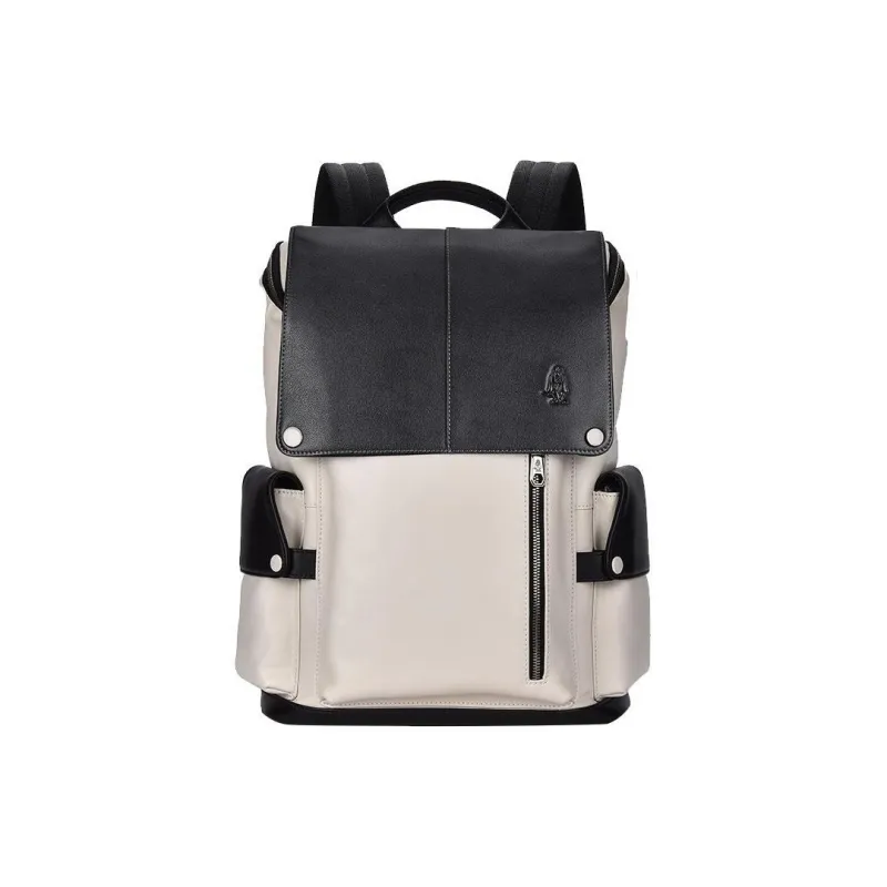 Hush Puppies Top Grain Cow Leather Backpack Large Size Men's Black-0