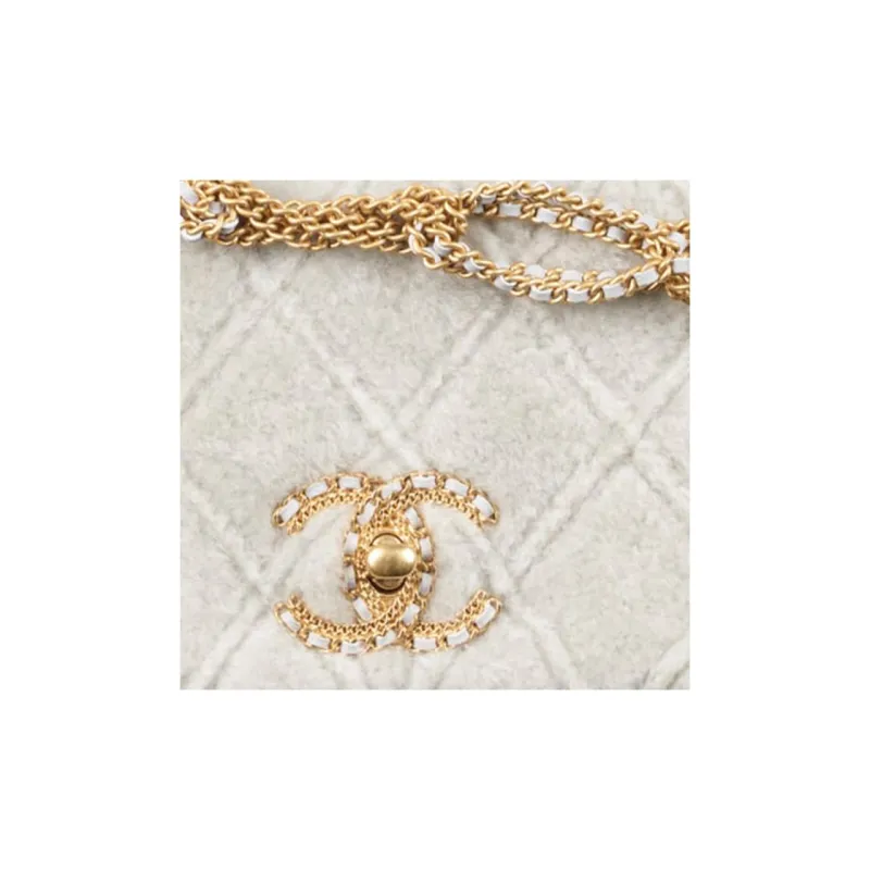CHANEL Lambskin And Gold Metal Shoulder Bag, Crossbody Bag Women's White-4