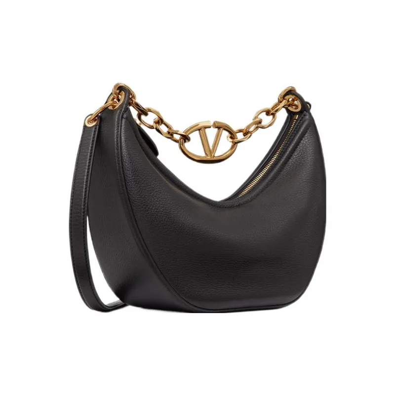 Valentino Vlogo Leather HOBO Bag, Shoulder Handbag Trumpets Women's Black-1