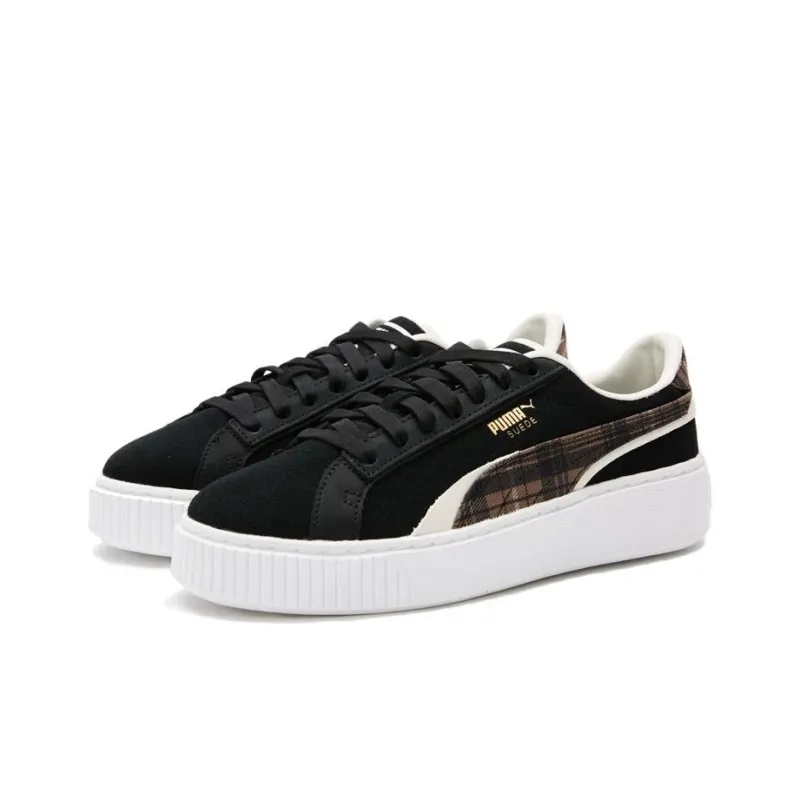 PUMA Suede Plat Form Plaid 'Black' Women's-1