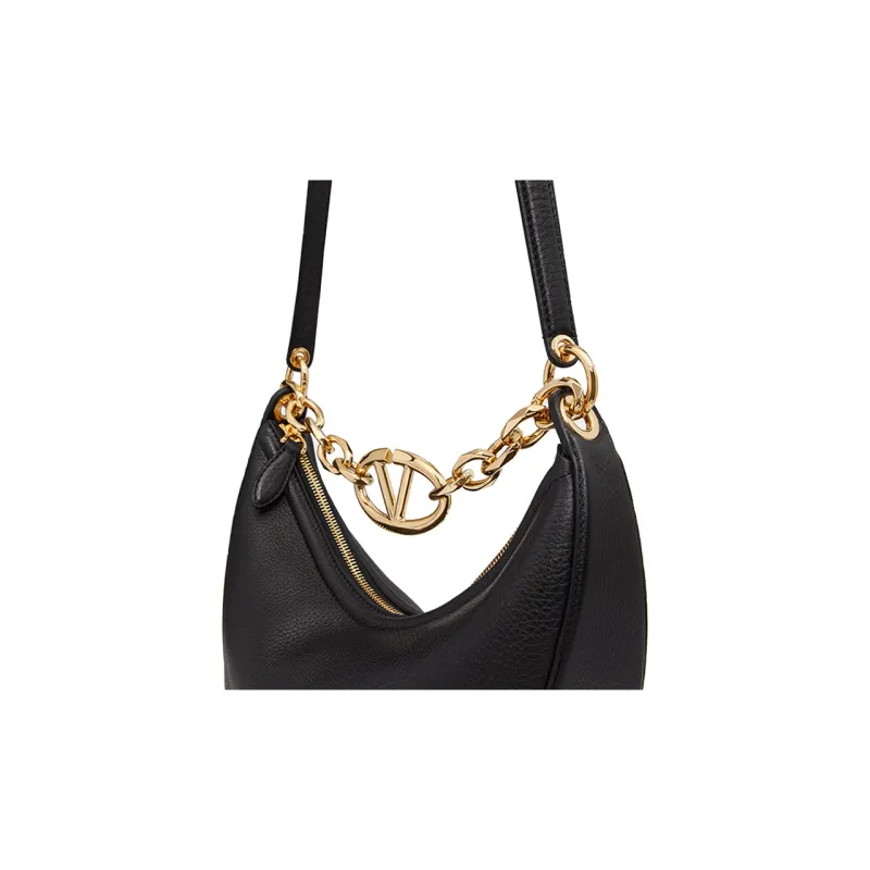 Valentino Vlogo Leather HOBO Bag, Shoulder Handbag Trumpets Women's Black-5