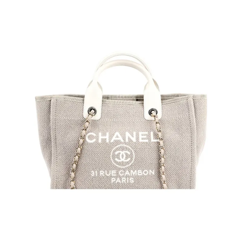 CHANEL Woven Tote Bag, Shopping Bag, Handbag Trumpets Women's Camel-4