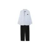 White suit + black trousers
