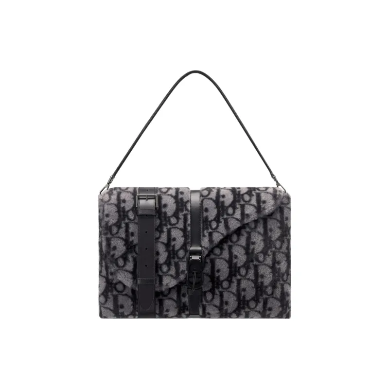 DIOR Shearling Portable Crossbody Bag Shoulder Bag Men's Gray-1