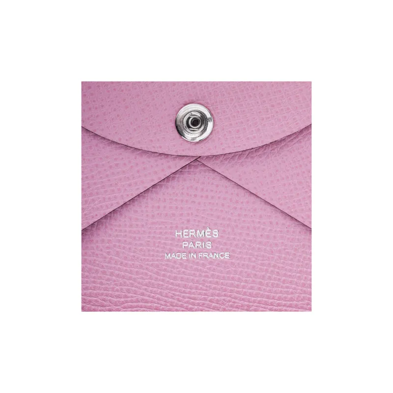 HERMES Calvi Epsom Calfskin Coin Purse, Card Holder Regular Women's X9 Mauve Sylvestre Mallow Purple-4