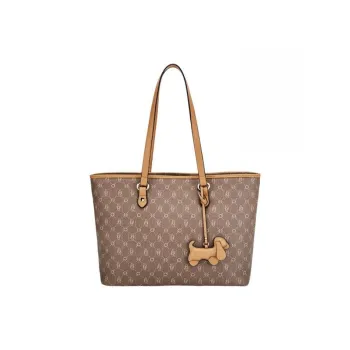 Hush Puppies Synthetic Leather Tote Bag Shopping Bag Shoulder Bags Women's Khaki/Apricot Pink/Coffee/Beige Apricot