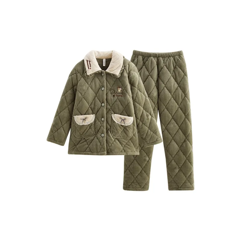 FENTENG Pajama Set Women's Magnolia Pink Tea Green-3