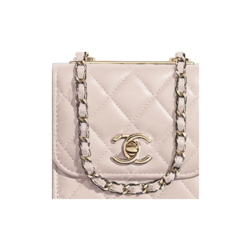 CHANEL WOCTrendy Cc Metal And Sheepskin Shoulder Bag, Crossbody Bag Mini Women's Dusty Pink-3