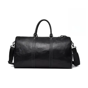 Hush Puppies Vegetable Tanned Top Grain Cow Leather Handbag Travel Bag For Business Trips Large Size Men's Black