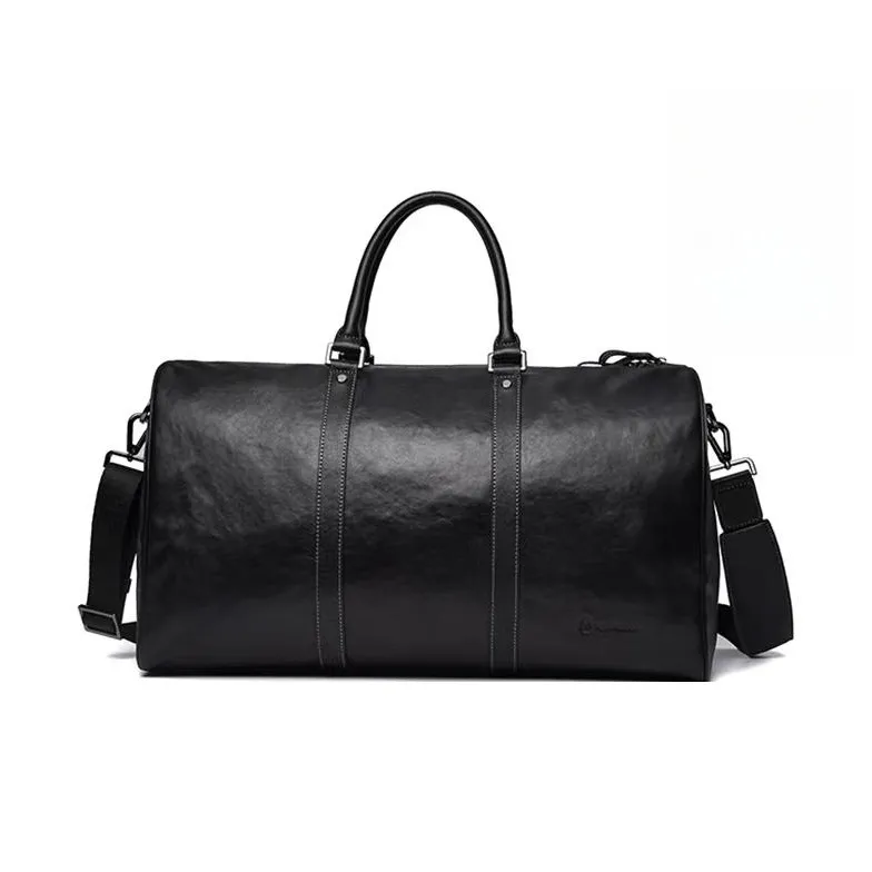 Hush Puppies Vegetable Tanned Top Grain Cow Leather Handbag Travel Bag For Business Trips Tubas Men's Black-0