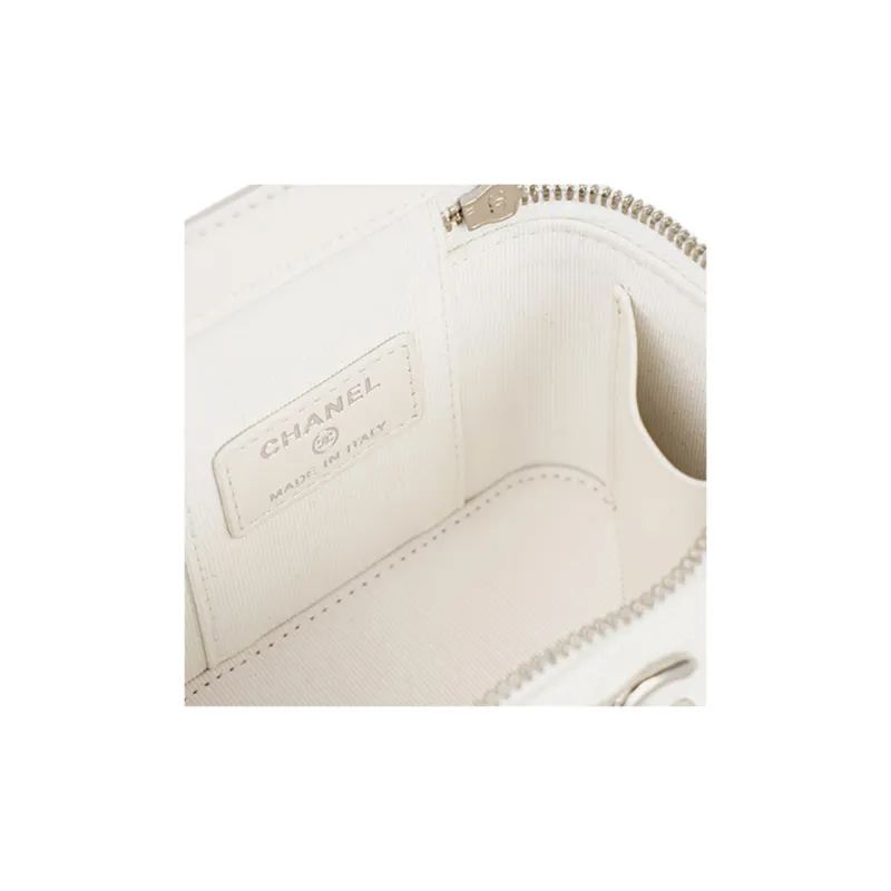 CHANEL 22SS Cow Leather Box Bag, Shoulder Bag, Crossbody Bag, Makeup Bag Trumpets Women's White-6