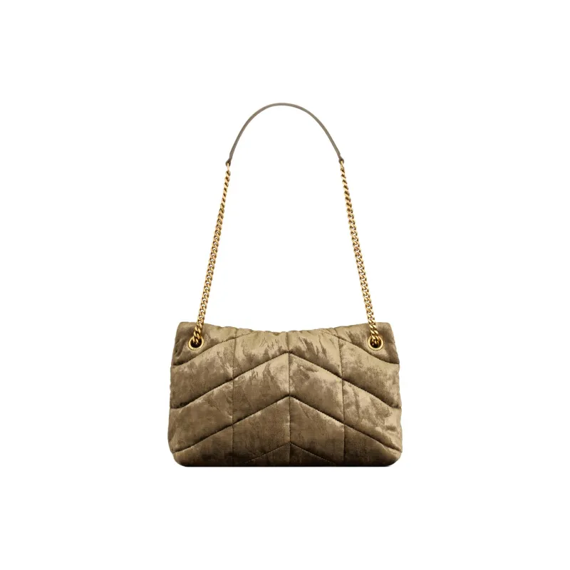 SAINT LAURENT PUFFER Velvet Envelope Bag Portable Crossbody Bag Shoulder Bag Women's Olive Green-3