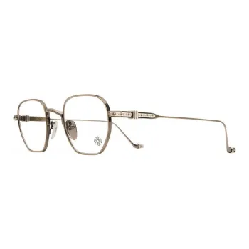 Chrome Hearts 925 Sterling Silver Irregular Shape Eyeglass Frames Unisex Distressed Silver