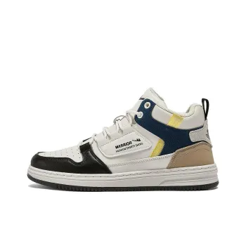Warrior Anti Slip And Wear Resistant Water Resistant High Top Skateboard Shoes Men's Beige Black