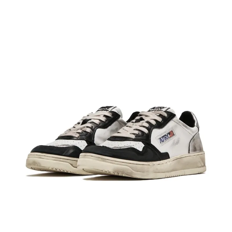 AUTRY Medalist Super Vintage Leather Low White Black Silver Women's-1