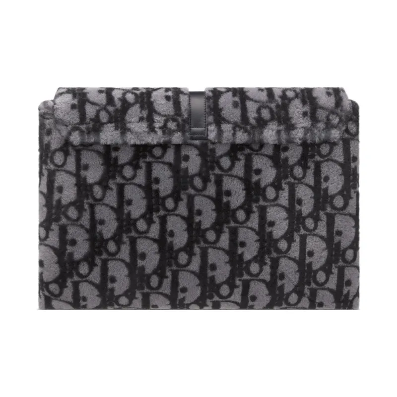 DIOR Shearling Portable Crossbody Bag Shoulder Bag Men's Gray-3
