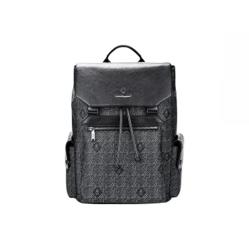 Hush Puppies PVC Cow Leather Backpack Tubas Men's Black