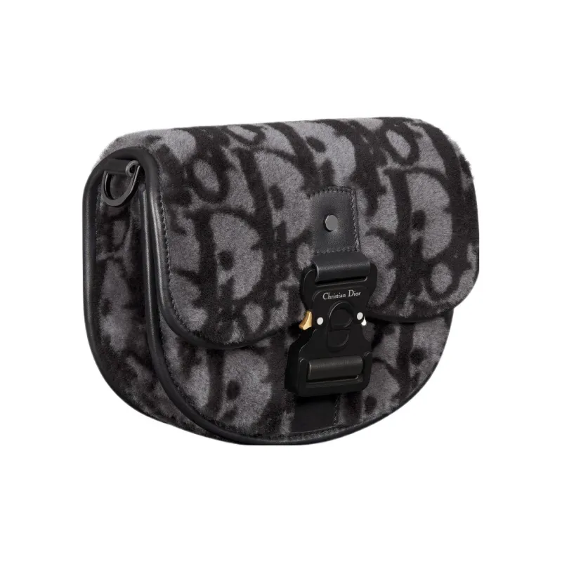DIOR Gallop Shearling Shoulder Bag Crossbody Bag Mini Men's Black/Gray-1