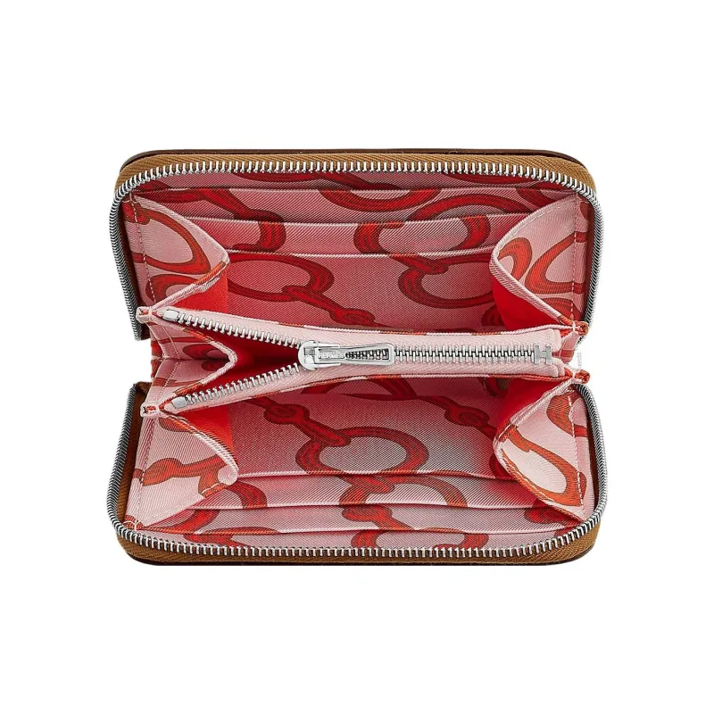 HERMES Silk'In Evercolor With Barenia Calfskin Wallets Coin Purses Regular Women's Gold/Light Pink-1
