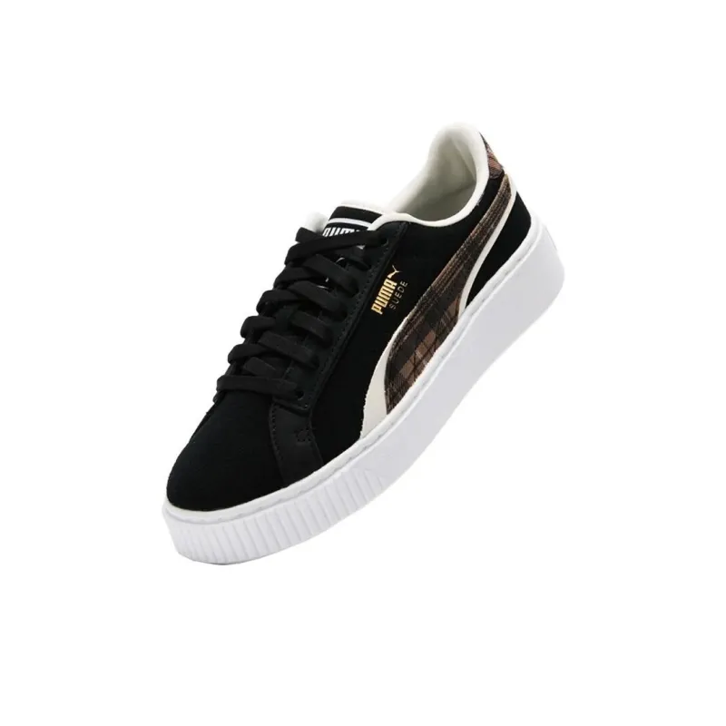 PUMA Suede Plat Form Plaid 'Black' Women's-2
