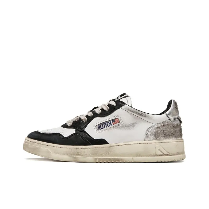 AUTRY Medalist Super Vintage Leather Low White Black Silver Women's-0