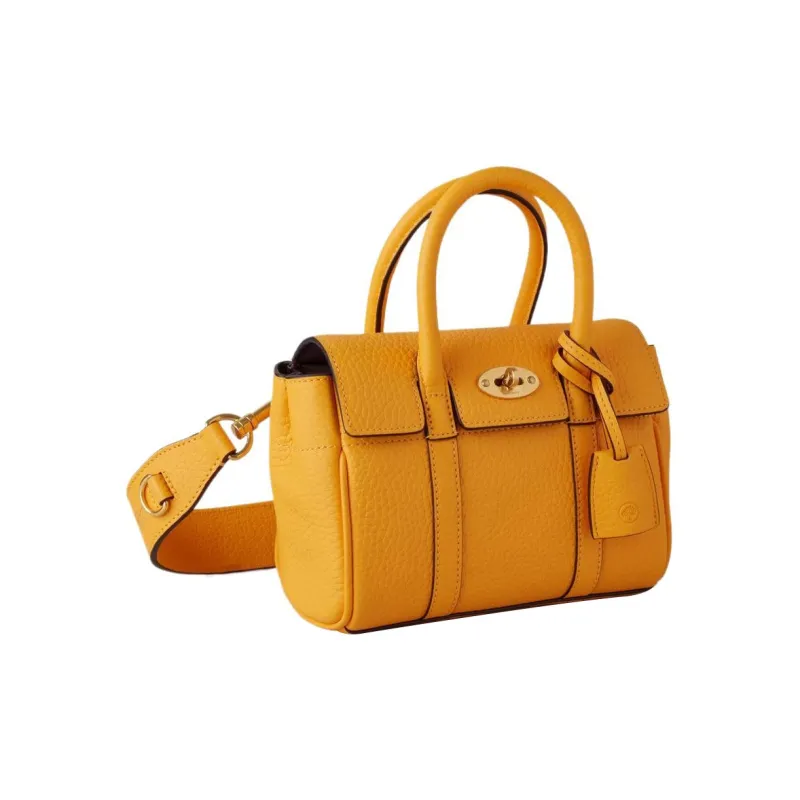 Mulberry Bayswater Leather Shoulder Bag Crossbody Bag Handbag Mini Women's Double Yellow-1