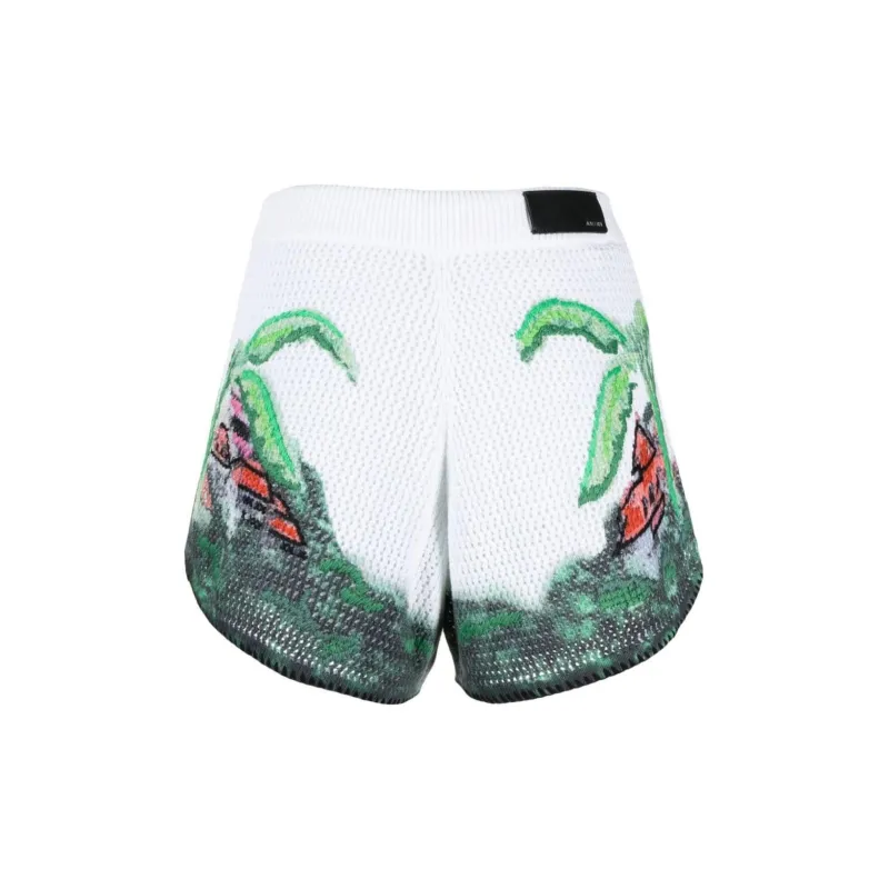 AMIRI Logo Patch Crochet Knit Shorts-1