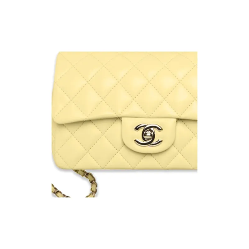 CHANEL Classic Flap CF Sheepskin Shoulder Bag, Crossbody Bag, Handbag Mini Women's Chick Yellow Color-1