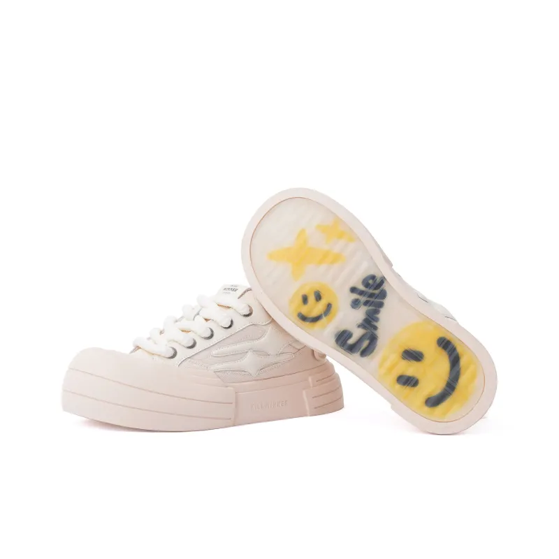 KILLWINNER 'Smile Life' Collection Slip Resistant Low Top Skateboard Shoes Unisex Beige-3