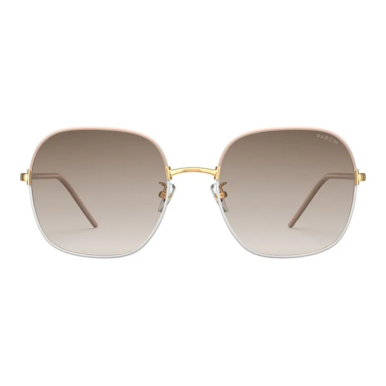PARZIN Square Sunglasses Unisex White Tea Brown-1