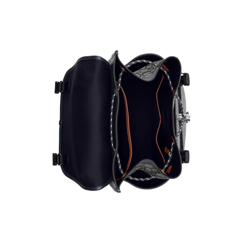 COACH League Fabric With Cow Leather Backpack Tubas Men's Blue & Gray-2