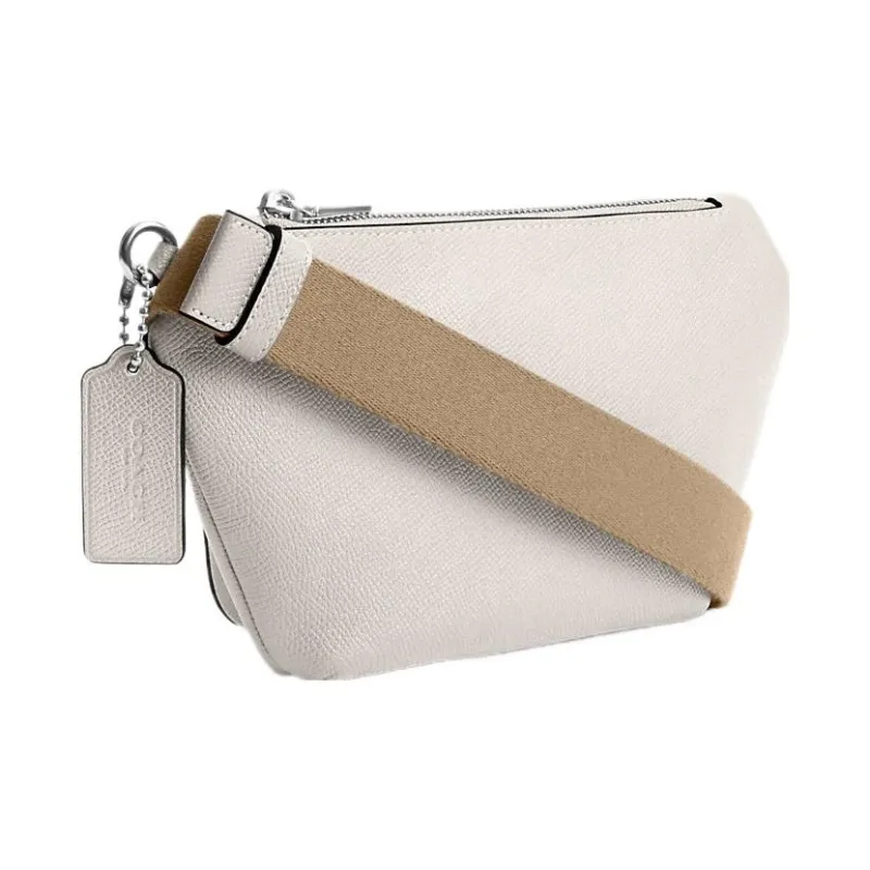 COACH Canvas With Leather One Shoulder Crossbody Bag, Sling Bag, Fanny Pack Medium Size Men's White-1