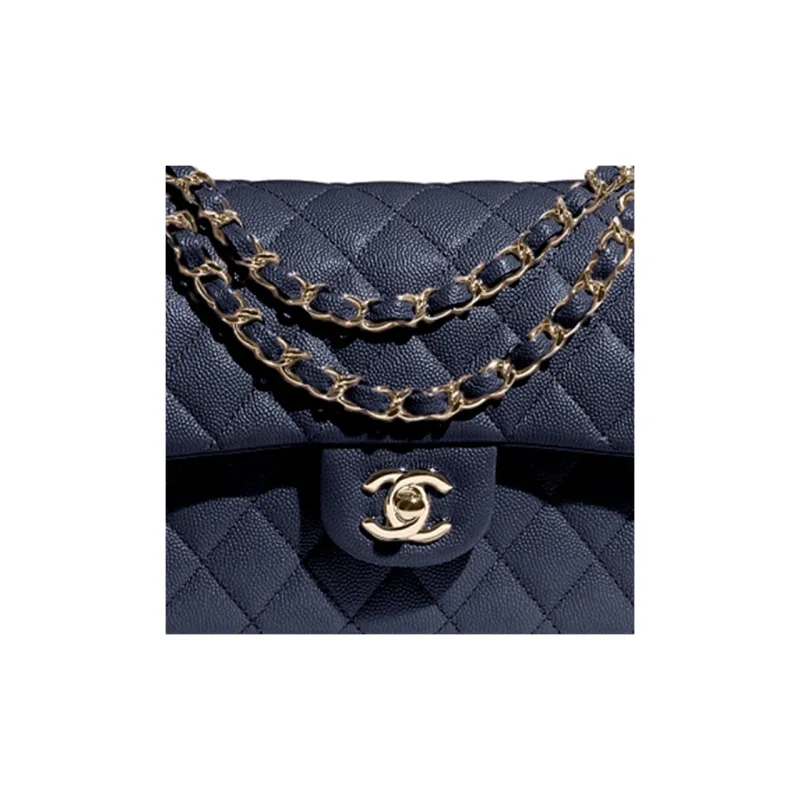 CHANEL Classic Flap CF Calfskin Chain Bag, Shoulder Bag Women's Dark Blue-3