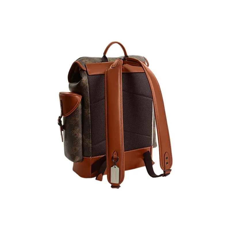 COACH Canvas With Leather Backpack Tubas Men's Brown & Black-1