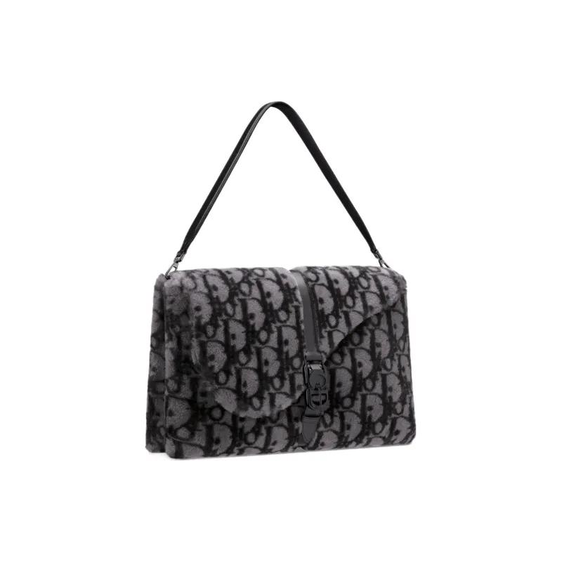 DIOR Shearling Portable Crossbody Bag Shoulder Bag Men's Gray-2