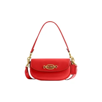 COACH Harley Glove Cow Leather Saddle Bags Shoulder Bags Small Size Women's Red