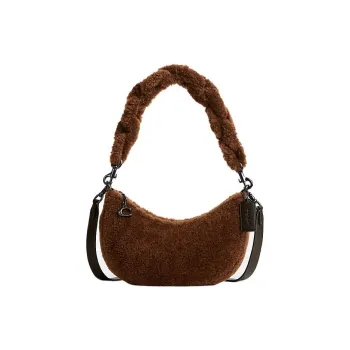 COACH Mira Shearling Dumpling Bag, Portable Crossbody Bag, Shoulder Bag Women's Brown