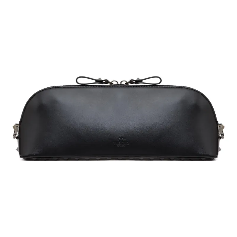 Valentino ROCKSTUD Calfskin One Shoulder Crossbody Clutch Men's Black-2