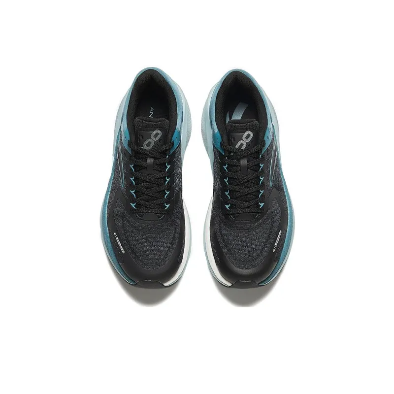 Anta Running Collection Slip Resistant Water Resistant Low Top Running Shoes Men's Black Cyan-2