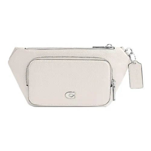 COACH Belt Canvas With Leather One Shoulder Crossbody Bag, Sling Bag, Fanny Pack Medium Size Men's White