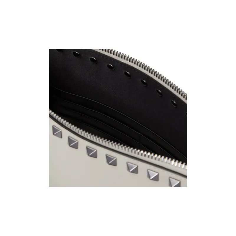 Valentino ROCKSTUD Calfskin Clutch Regular Men's Lime Gray-6