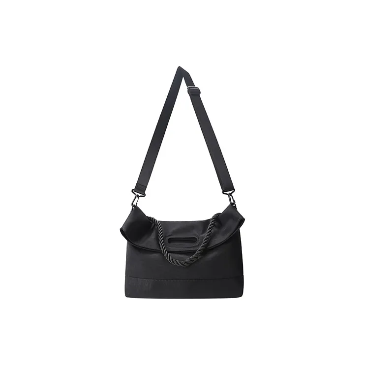 HAWA Nylon Messenger Bag Shoulder Bag Crossbody Bag Large Size Unisex Black-0