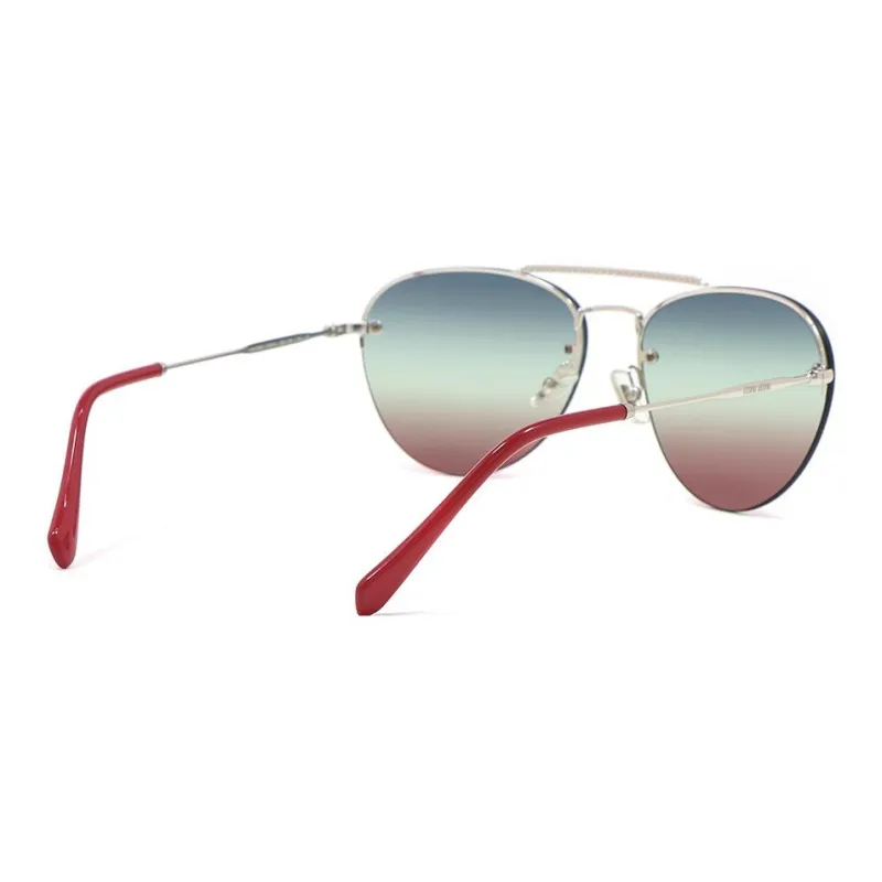 MIU MIU Acetate Irregular Shape Sunglasses Women's Silver-2