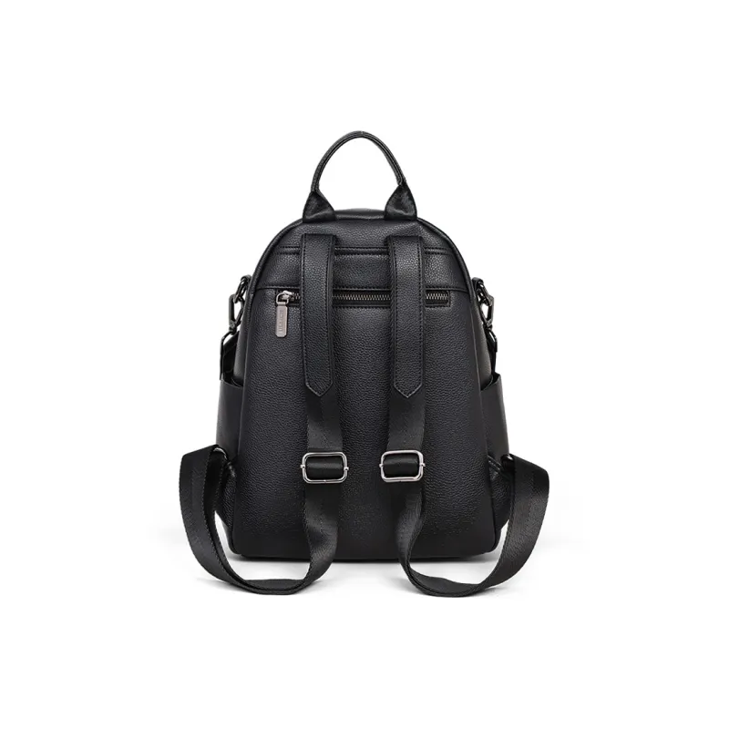 C°BANNER Cow Leather With Synthetic Leather Backpack Tubas Unisex Coffee-9