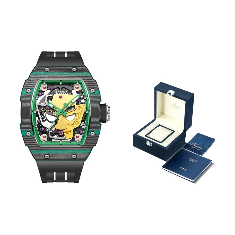 HaofaTourbillon Arknights Series Mechanical Movement Rubber Strap Watch Men's Watches Cut-Out Dial-22