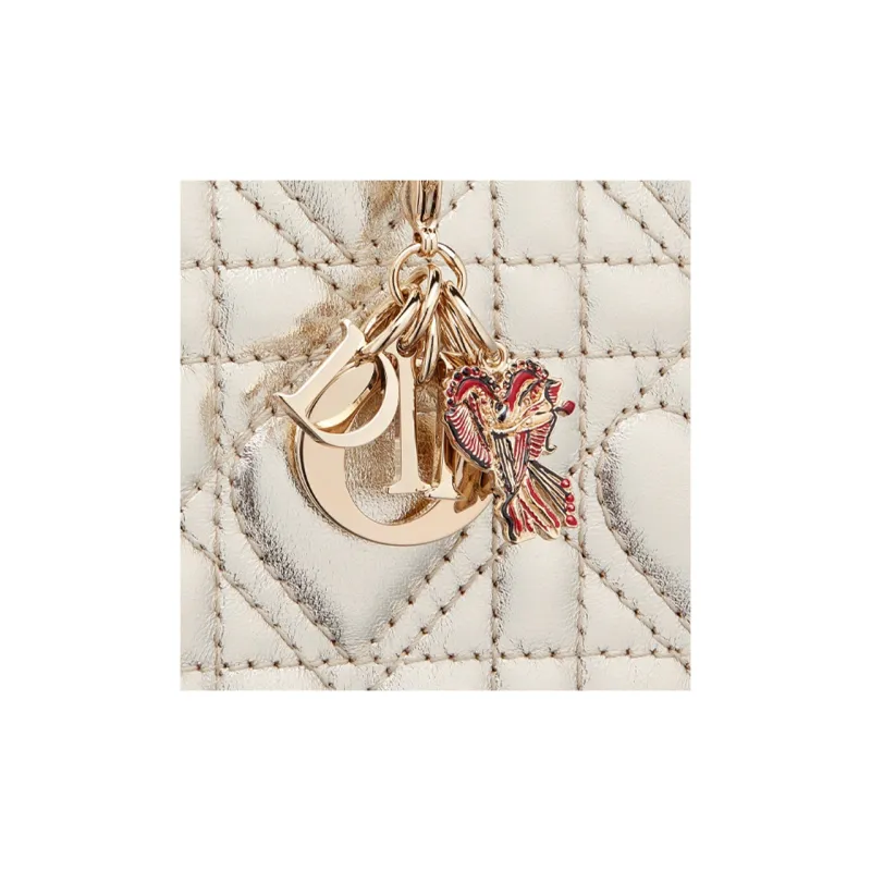 DIOR Lady Dior Sheepskin Wallet, Card Holder Women's Gold-2