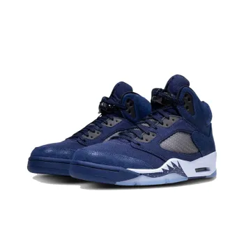 Jordan Air Jordan 5 'Georgetown' Cushioning Wear Resistant Mid Top Vintage Basketball Shoes Men's Blue