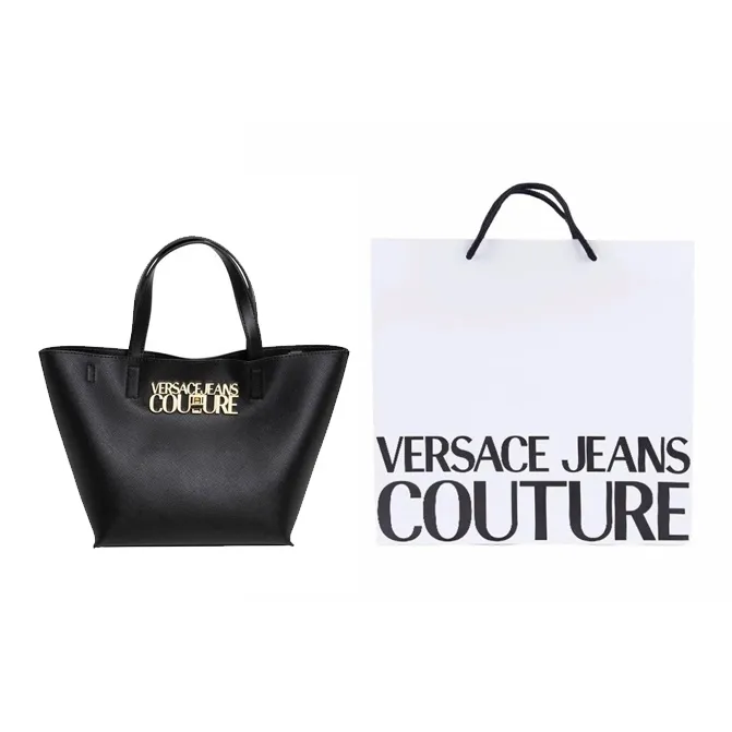 VERSACE JEANS COUTURE Polyurethane Tote Bag, Shopping Bag, Shoulder Bag, Crossbody Bag, Handbag Women's Black-5