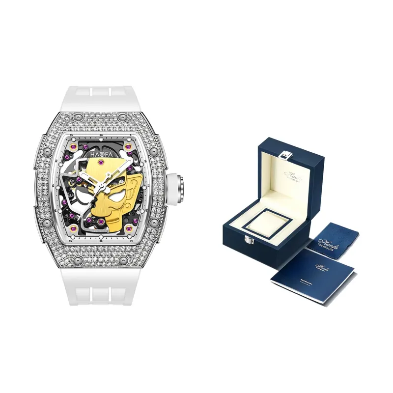 HaofaTourbillon Automatic Mechanical Movement Rubber Strap Watch Men's Watches Cut-Out Dial-6